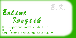 balint kosztik business card